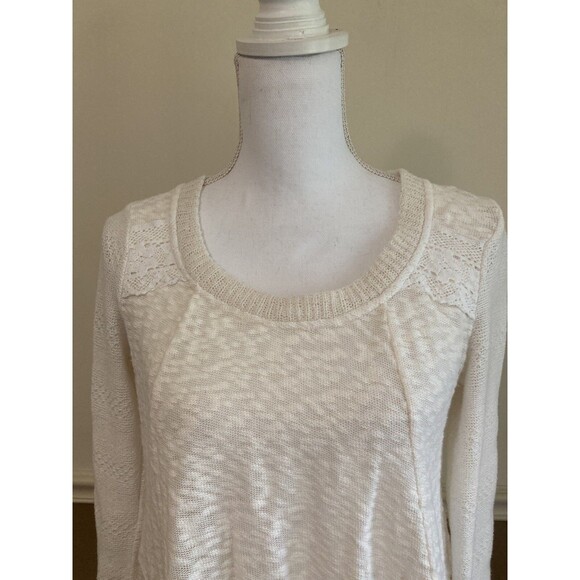 Anthropologie Meadow Rue Top White Hi Low Crochet - Picture 4 of 11